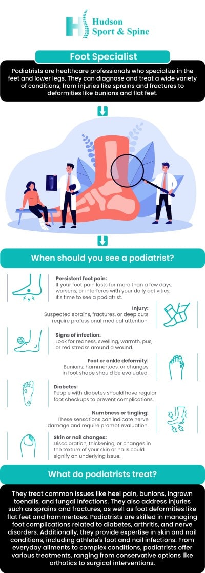 Foot pain may arise in any part of your foot, including your heel, arch, and toes. It can be a sign of an accident or an underlying health problem. Identifying the root cause can help in obtaining the appropriate treatment. If you have foot pain, visit Hudson Sport & Spine. We have an experienced team that can help you with foot problems and provide relief from pain. For more information, contact us or schedule an appointment online. We are conveniently located at 70 Hudson St Suite 2B, Hoboken, NJ 07030. Foot pain may arise in any part of your foot, including your heel, arch, and toes. It can be a sign of an accident or an underlying health problem. Identifying the root cause can help in obtaining the appropriate treatment. If you have foot pain, visit Hudson Sport & Spine. We have an experienced team that can help you with foot problems and provide relief from pain. For more information, contact us or schedule an appointment online. We are conveniently located at 70 Hudson St Suite 2B, Hoboken, NJ 07030.